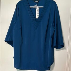 BloomChic Blue Relaxed 3/4 Sleeve Jersey